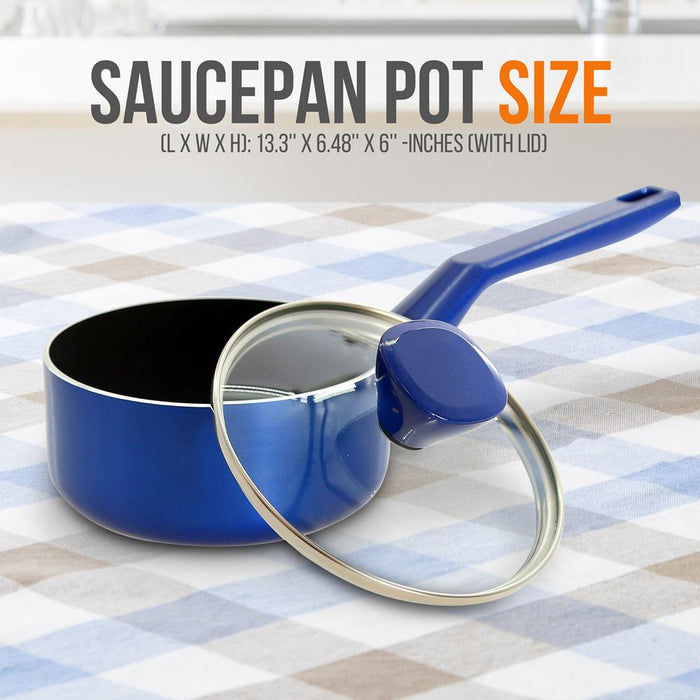 Saucepan Pot With Lid - Non-Stick High-Qualified Kitchen Cookware With See-Through Tempered Glass Lids, 2 Qt. (Works With Model: Nccwa13Bu)