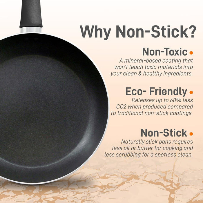 10'' Large Open Fry Pan - Non-Stick High-Qualified Kitchen Cookware With Black Inside And Black Outside (Works With Model: Nccwa13)