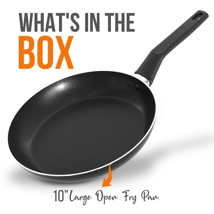 10'' Large Open Fry Pan - Non-Stick High-Qualified Kitchen Cookware With Black Inside And Black Outside (Works With Model: Nccwa13)