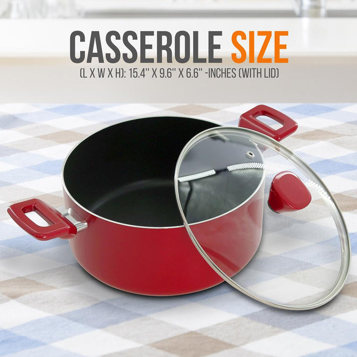 Non-Stick Casserole With Lid - High-Qualified Kitchen Cookware With See-Through Tempered Glass Lids, 5 Quart (Works With Model: Nccwa13Rd)