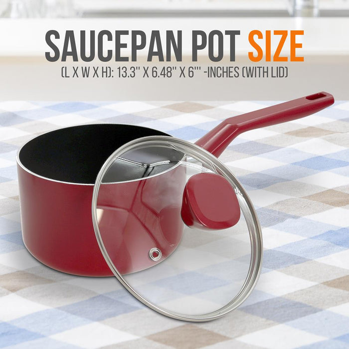 Saucepan Pot With Lid - Non-Stick High-Qualified Kitchen Cookware With See-Through Tempered Glass Lids, 2 Qt. (Works With Model: Nccwa13Rd)