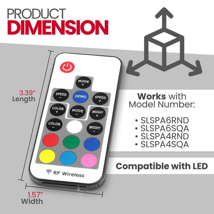 Replacement Remote Control For Led, Works With Model Number: Slspa6Rnd Slspa6Sqaslspa4Rnd Slspa4Sqa