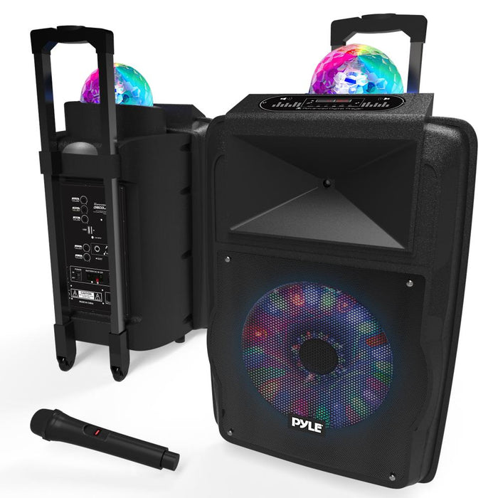 Portable Pa Speaker System Bundle Kit With Built-In Led Lights, Rechargeable Battery, Bluetooth Wireless Streaming, Handheld Microphone, Mp3/Usb/Micro Sd/Fm Radio (12’’ -Inch, 700 Watt)