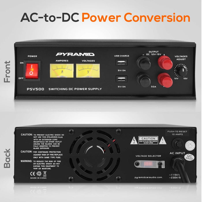 Bench Power Supply, Ac-To-Dc Power Converter With Dual Usb Charge Ports, Adjustable Voltage Control (50 Amp)