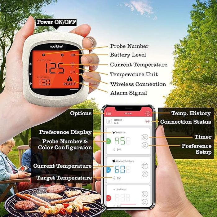 Channels Bluetooth Bbq Digital Thermometer With Probes Large
