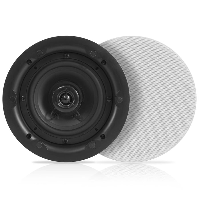 Dual 5.25" In-Wall / In-Ceiling Speakers - 2-Way Full Range Stereo Speaker System With Magnetic Grill (300 Watt)