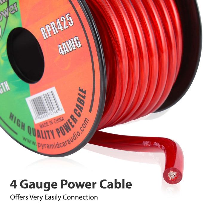 4 Gauge Clear Red Power Wire 25 Ft. Ofc