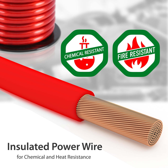 4 Gauge Clear Red Power Wire 25 Ft. Ofc