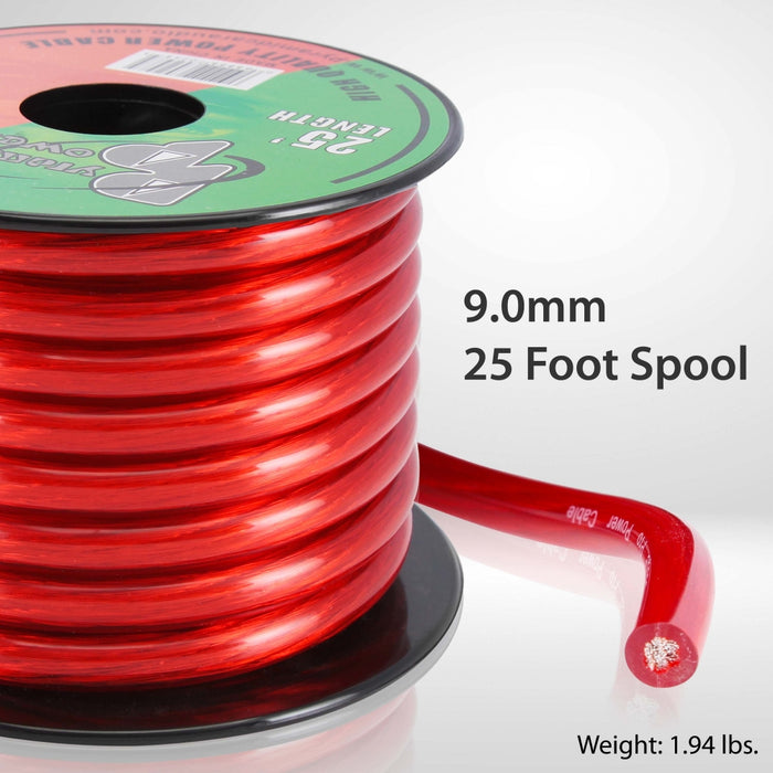 4 Gauge Clear Red Power Wire 25 Ft. Ofc