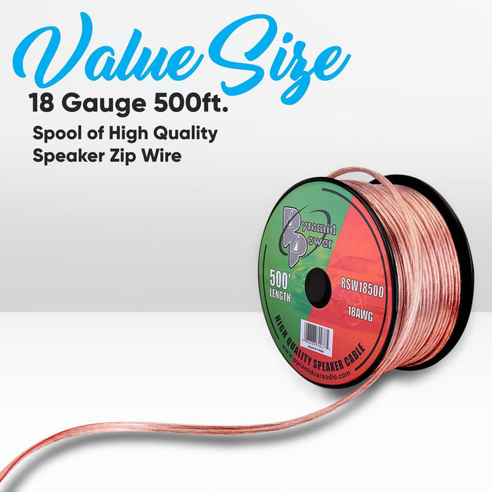 18 Gauge 500 Ft. Spool Of High Quality Speaker Zip Wire