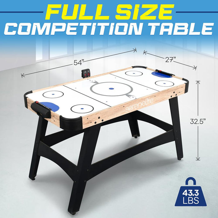 54'' Air Hockey Table For Game Room, Home, Office W/ 2 Pucks, 2 Pushers, Digital Led Scoreboard, Powerful 12V Motor (Natural Color)