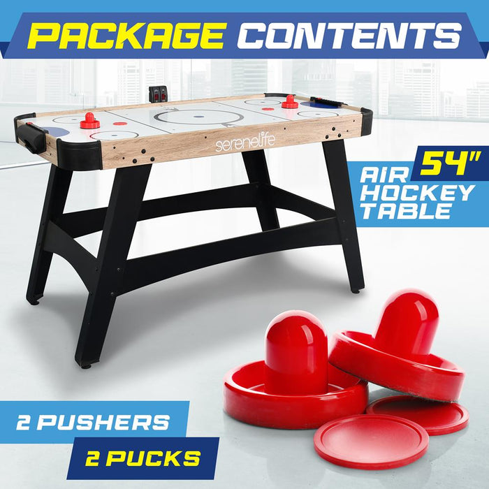 54'' Air Hockey Table For Game Room, Home, Office W/ 2 Pucks, 2 Pushers, Digital Led Scoreboard, Powerful 12V Motor (Natural Color)