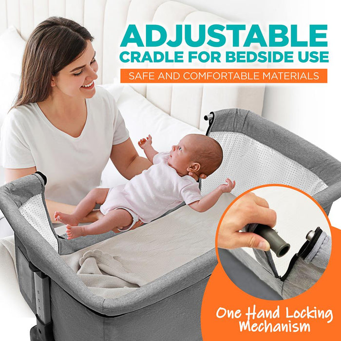 3-In-1 Portable Crib For Newborn Baby - Baby Bedside Sleeper And Toddler Play Pen