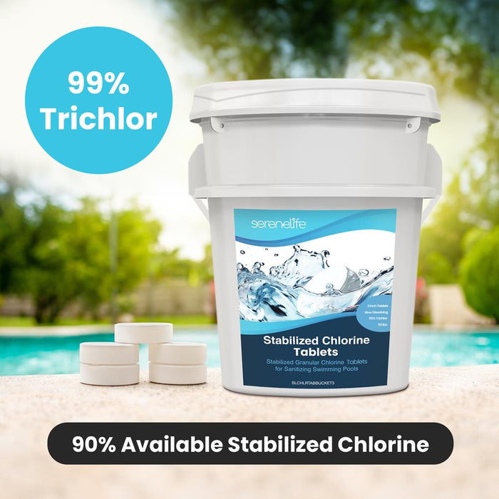 Stabilized Granular Chlorine Tablet For Sanitizing Swimming Pools, Slow Dissolving, 99% Trichloro-S-Triazinetrione, 50 Pounds