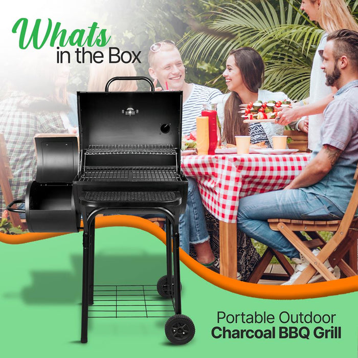 Portable Outdoor Charcoal Bbq Grill - Stainless Steel Charcoal Grill Offset Smoker With Cover