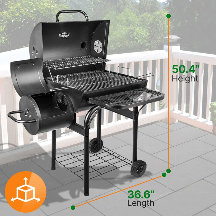 Portable Outdoor Charcoal Bbq Grill - Stainless Steel Charcoal Grill Offset Smoker With Cover