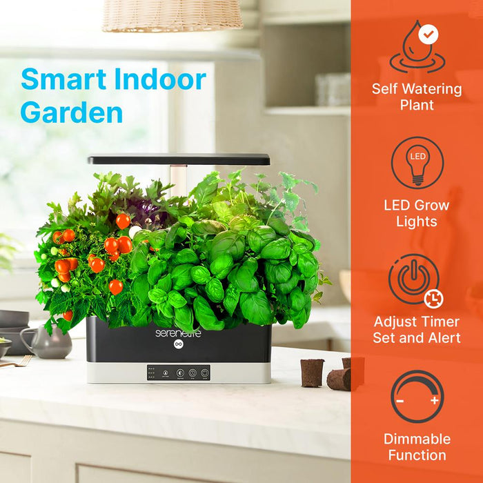 Smart Indoor Garden - Indoor Herb Garden With Led Grow Lights Panel (Black)