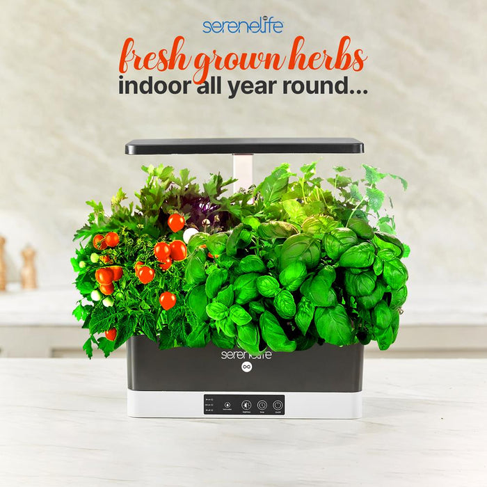 Smart Indoor Garden - Indoor Herb Garden With Led Grow Lights Panel (Black)