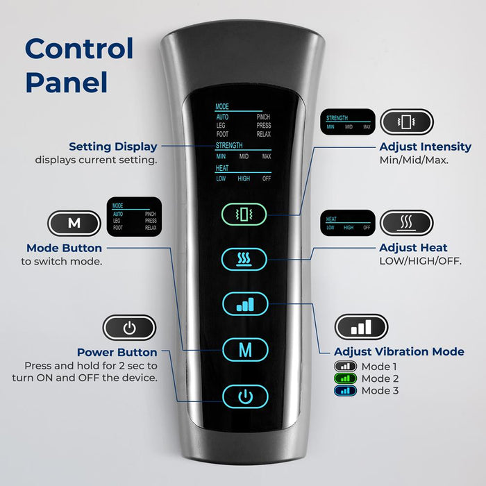 Pneumatic Foot Massage Machine - Thigh, Calf, Foot Inflation, Knee Heating And Calf Vibration Function