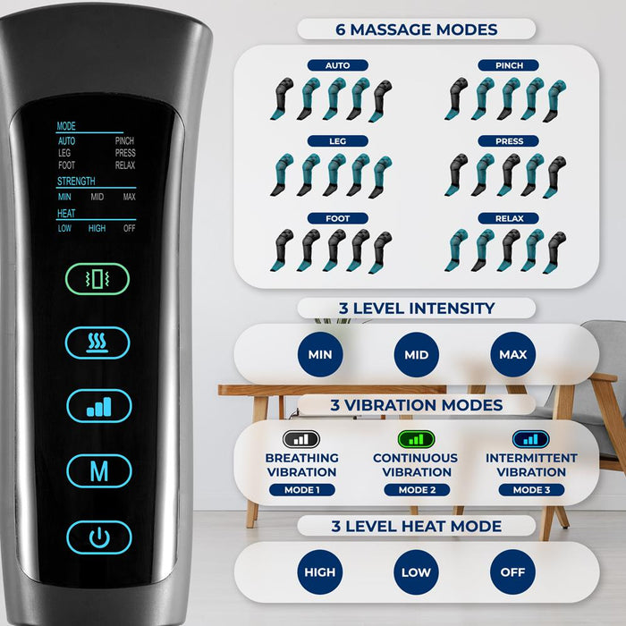 Pneumatic Foot Massage Machine - Thigh, Calf, Foot Inflation, Knee Heating And Calf Vibration Function