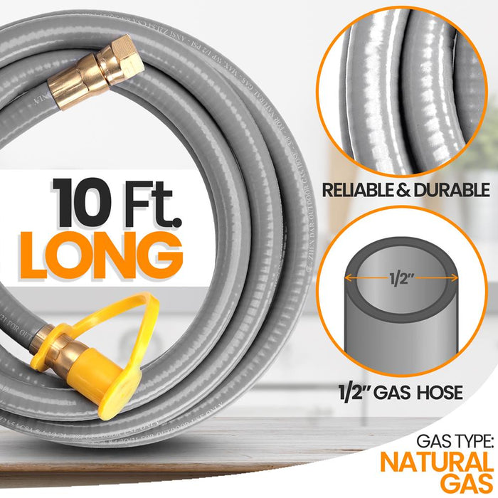 Natural Gas Hose With Quick Connect Fittings, Natural Gas Conversion Kit, Works With Model Numbers: Slfpbal, Slfplg9, Slfpcn56, Slfpcn42, Slcnx76