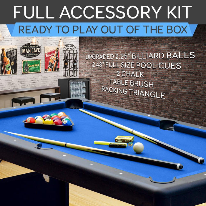 76'' Portable And Foldable Pool Table With Accessory Kit (Blue)