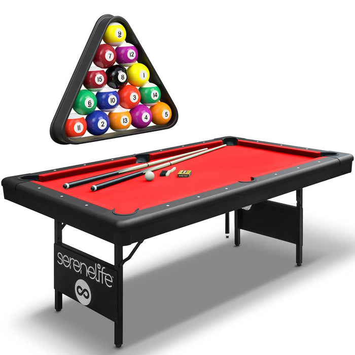 76'' Portable And Foldable Pool Table With Accessory Kit (Red)