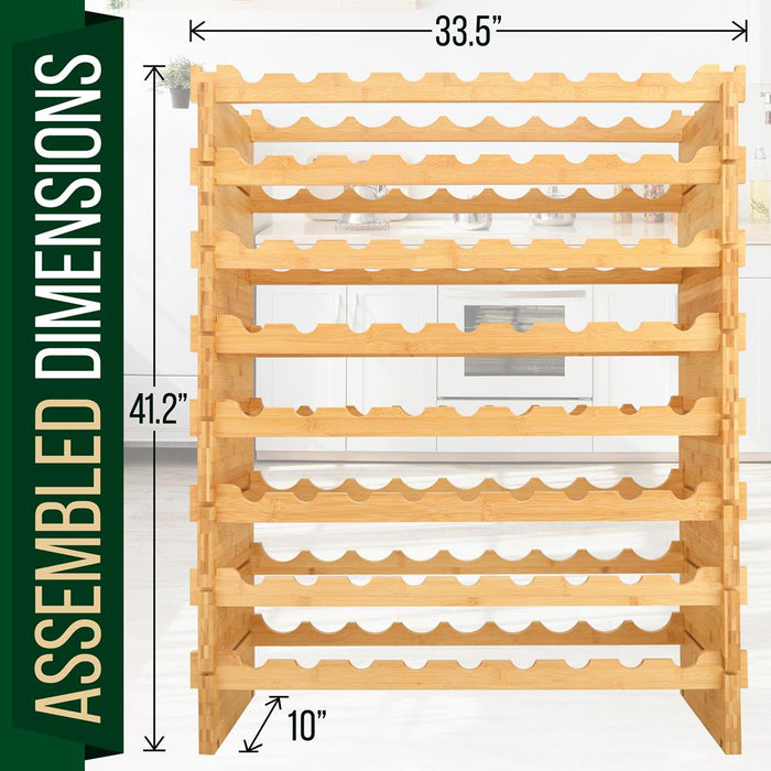 Stackable Wine Storage Rack - Wine Rack With 72 Bottle Slots, 8-Tier Modular Wine Display Shelves