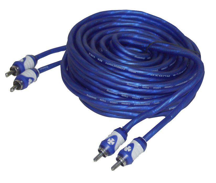 30' Foot  Blue/ White Stereo Rca Cable