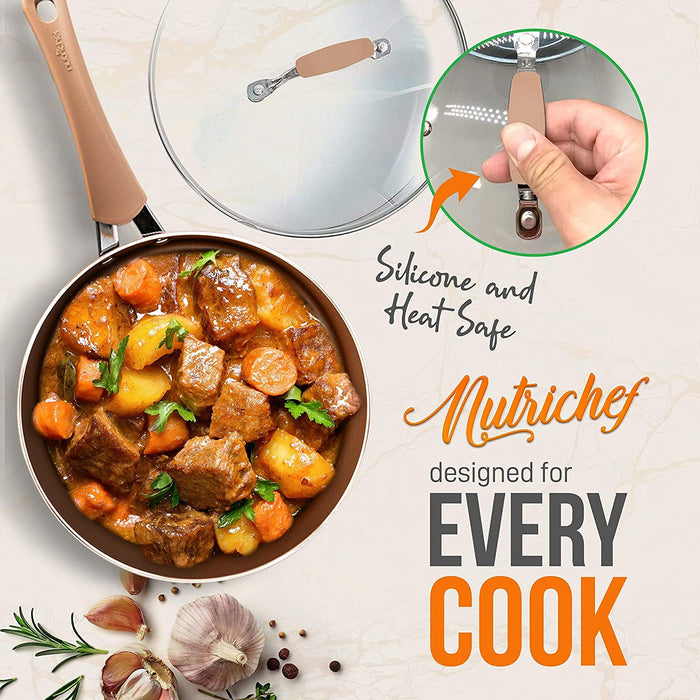 14-Piece Nonstick Cookware Set, Even Heat, Golden