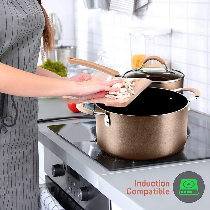 14-Piece Nonstick Cookware Set, Even Heat, Golden