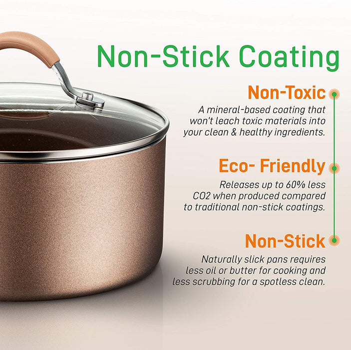 14-Piece Nonstick Cookware Set, Even Heat, Golden